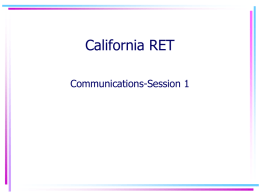 California RET Communications-Session 1