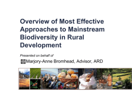 Overview of Most Effective Approaches to Mainstream Biodiversity in Rural Development