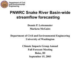 PNWRC Snake River Basin-wide streamflow forecasting