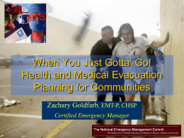 When You Just Gotta’ Go! Health and Medical Evacuation Planning for Communities