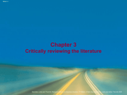 Chapter 3 Critically reviewing the literature