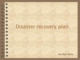 Disaster recovery plan Van Nijen Nicky