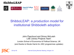 production model institutional Shibboleth adoption John Paschoud and Simon McLeish