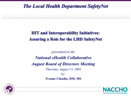 The Local Health Department SafetyNet HIT and Interoperability Initiatives: National eHealth Collaborative