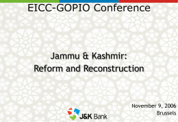 EICC-GOPIO Conference Jammu &amp; Kashmir: Reform and Reconstruction November 9, 2006