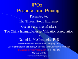 IPOs: Process and Pricing
