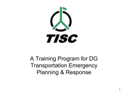 A Training Program for DG Transportation Emergency Planning &amp; Response 1