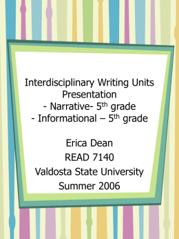 Interdisciplinary Writing Units Presentation - Narrative- 5 grade