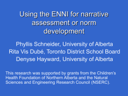Using the ENNI for narrative assessment or norm development