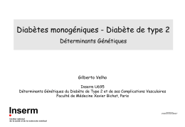 Diabètes monogéniques - Diabète de type 2 Déterminants Génétiques Gilberto Velho