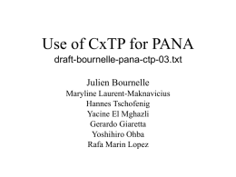 Use of CxTP for PANA draft-bournelle-pana-ctp-03.txt Julien Bournelle