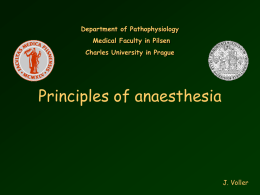 Principles of anaesthesia Department of Pathophysiology Medical Faculty in Pilsen