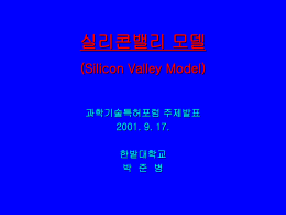 실리콘밸리 모델 (Silicon Valley Model) 과학기술특허포럼 주제발표 2001. 9. 17.