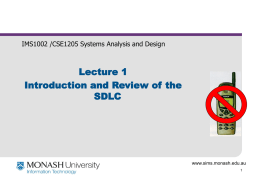 Lecture 1 Introduction and Review of the SDLC