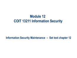 Module 12 COIT 13211 Information Security