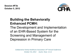 Building the Behaviorally Enhanced PCMH: The Development and Implementation