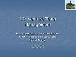 L2: Venture Team Management EC10: Innovation &amp; Commercialisation