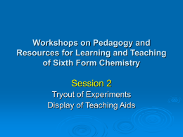 Session 2 Workshops on Pedagogy and Resources for Learning and Teaching