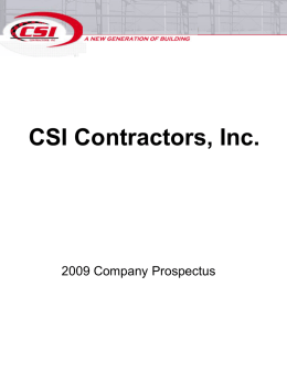 CSI Contractors, Inc. 2009 Company Prospectus