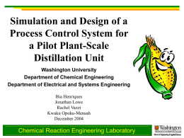 Simulation and Design of a Process Control System for a Pilot Plant-Scale