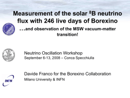 Measurement of the solar B neutrino …