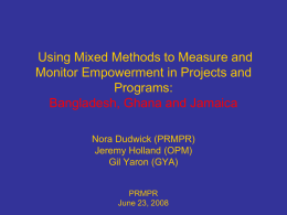 Using Mixed Methods to Measure and Monitor Empowerment in Projects and Programs: