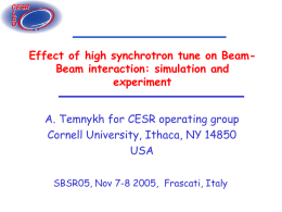 Effect of high synchrotron tune on Beam- Beam interaction: simulation and experiment