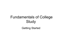 Fundamentals of College Study Getting Started