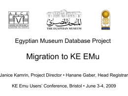 Migration to KE EMu Egyptian Museum Database Project
