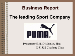 Business Report The leading Sport Company Presenter: 9331304 Stanley Hsu 9331352 Charlene Chao