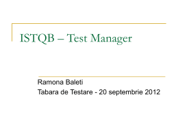 ISTQB – Test Manager Ramona Baleti