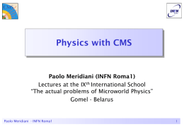 Physics with CMS Paolo Meridiani (INFN Roma1) Lectures at the IX International School