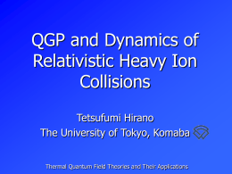 QGP and Dynamics of Relativistic Heavy Ion Collisions Tetsufumi Hirano
