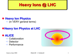 Heavy Ions @ LHC  Heavy Ion Physics Heavy Ion Physics at LHC
