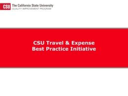 CSU Travel &amp; Expense Best Practice Initiative