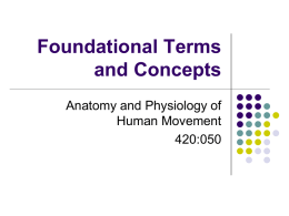 Foundational Terms and Concepts Anatomy and Physiology of Human Movement
