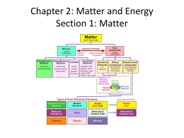 Chapter 2: Matter and Energy Section 1: Matter
