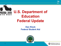 U.S. Department of Education Federal Update Dan Klock