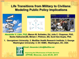 Life Transitions from Military to Civilians: Modeling Public Policy Implications