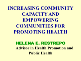 INCREASING COMMUNITY CAPACITY AND EMPOWERING COMMUNITIES FOR