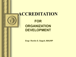 ACCREDITATION FOR ORGANIZATION DEVELOPMENT