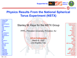 Physics Results From the National Spherical Torus Experiment (NSTX)