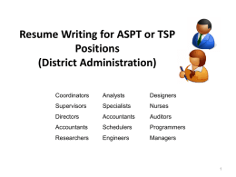 Resume Writing for ASPT or TSP Positions (District Administration)