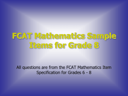 FCAT Mathematics Sample Items for Grade 8