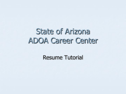 State of Arizona ADOA Career Center Resume Tutorial