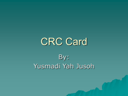 CRC Card By: Yusmadi Yah Jusoh
