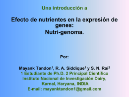 Efecto de nutrientes en la expresión de genes: Nutri-genoma. Una introducción a