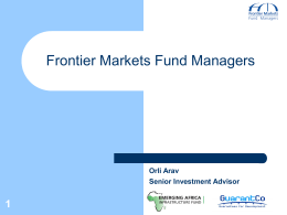 Frontier Markets Fund Managers 1 Orli Arav Senior Investment Advisor
