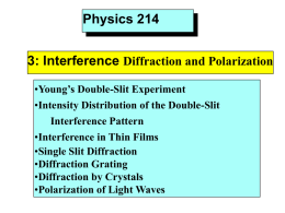 Physics 214 3: Interference Diffraction and Polarization