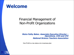 Welcome Financial Management of Non-Profit Organizations